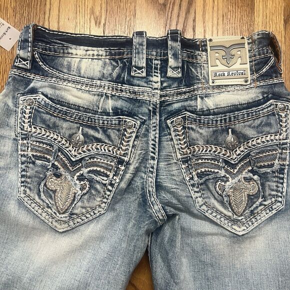 Rock Revival Distressed Denim Jean Shorts Cassius Men's Size 38 New - Picture 3 of 7